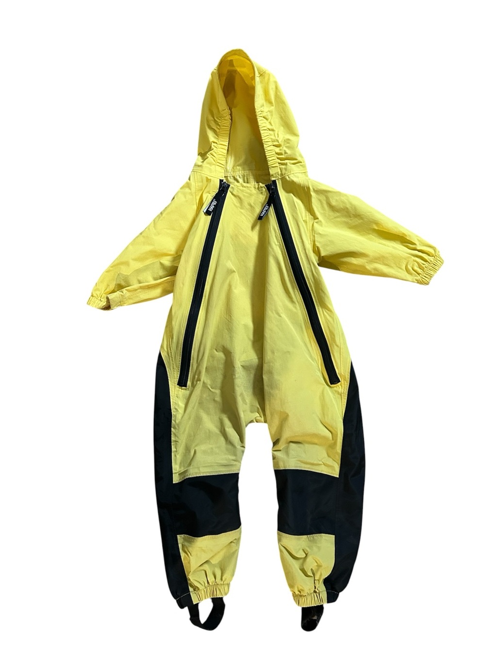 Hapiu Yellow and Black Waterproof Kids Hooded Rain Suit